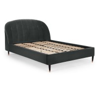 King Upholstered Size Bed In Midnight Grey Velvet