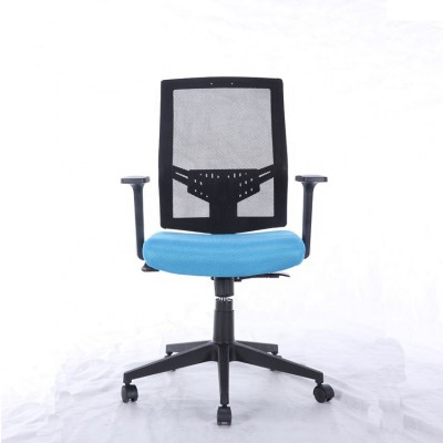 YUKAI Basics Low-back, Upholstered Mesh, Adjustable, Swivel Computer Office Desk Chair, Black,Blue MM-8013A-F