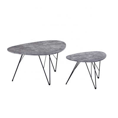 Popular Simple design 2PCS MDF Coffee Table Set Main table+Side table with Iron frame for Living Room T-211