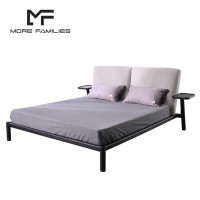 Nordic Minimalist Wood Leather Soft Backrest Double Bed